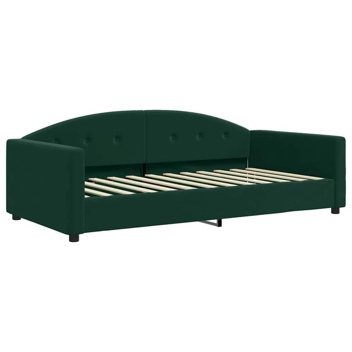 daybed med udtræk og madras 100x200 cm velour mørkegrøn