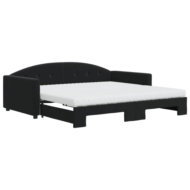 daybed med udtræk og madras 100x200 cm velour sort