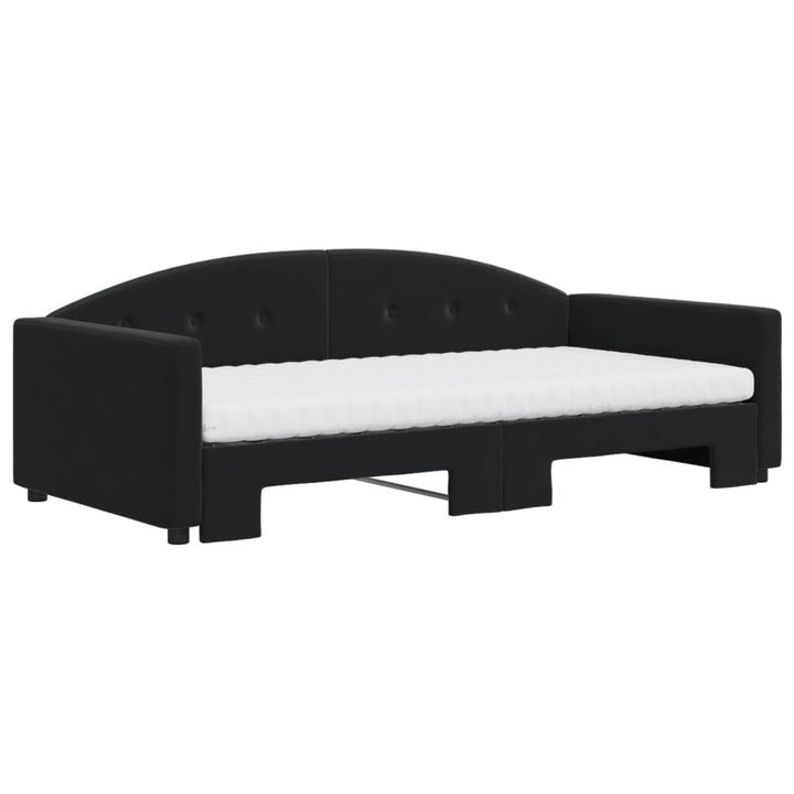 daybed med udtræk og madras 100x200 cm velour sort