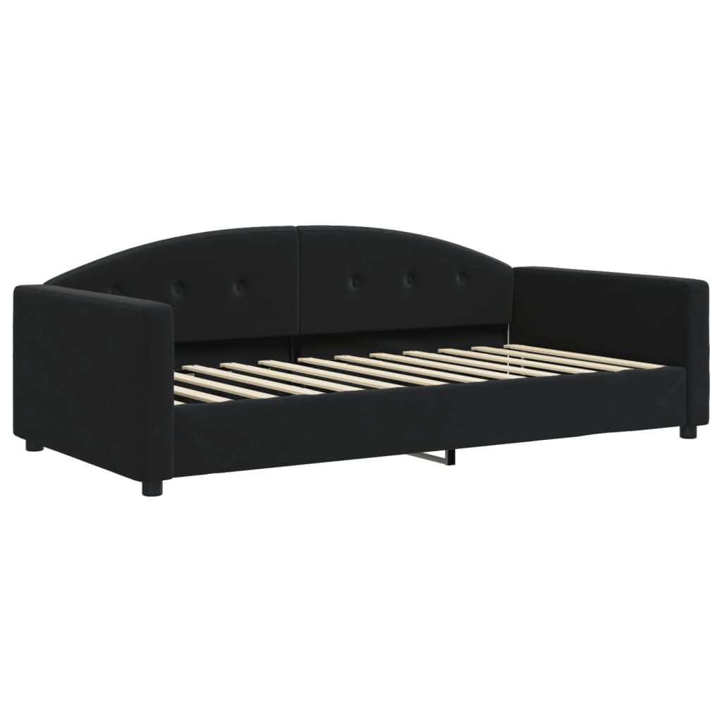 daybed med udtræk og madras 100x200 cm velour sort