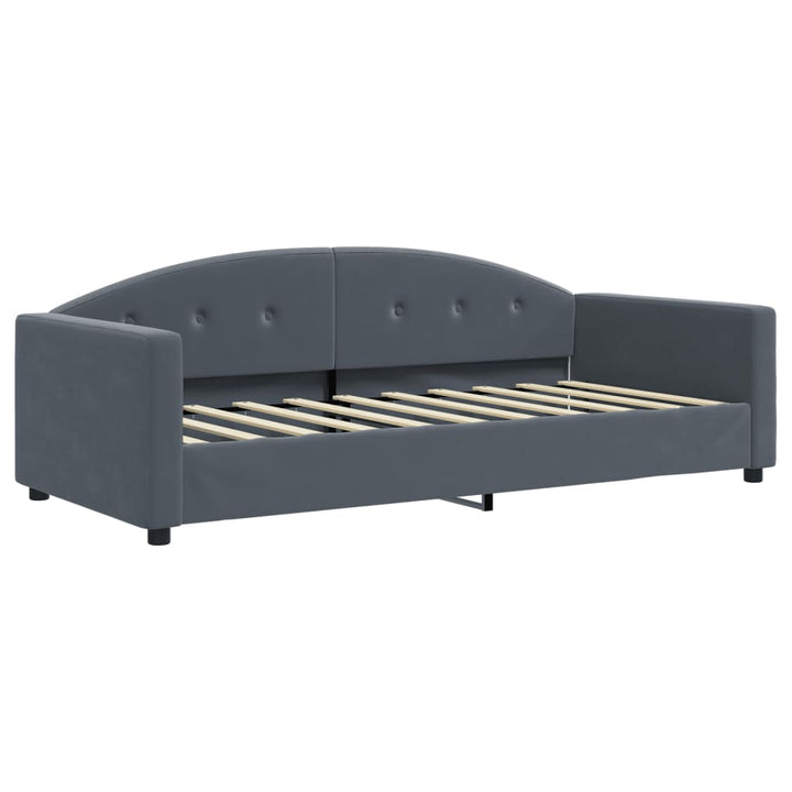 daybed med udtræk og madras 90x190 cm velour mørkegrå