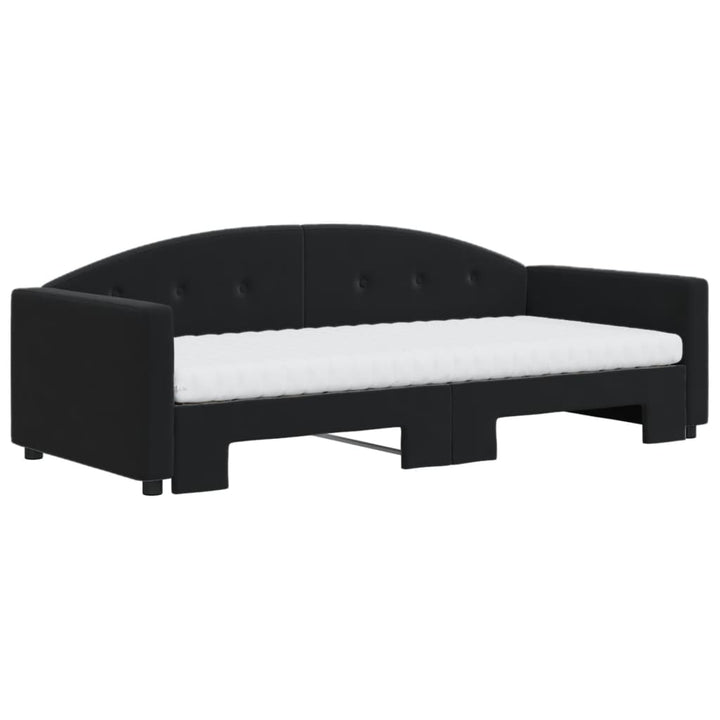daybed med udtræk og madras 90x190 cm velour sort