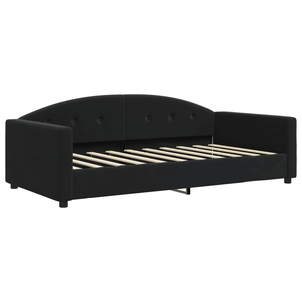daybed med udtræk og madras 90x190 cm velour sort