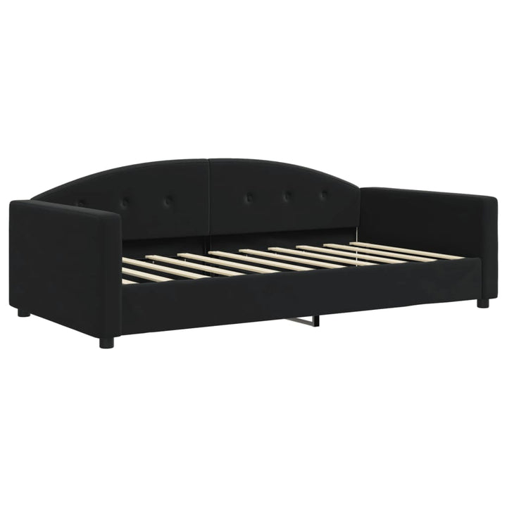 daybed med udtræk og madras 90x190 cm velour sort