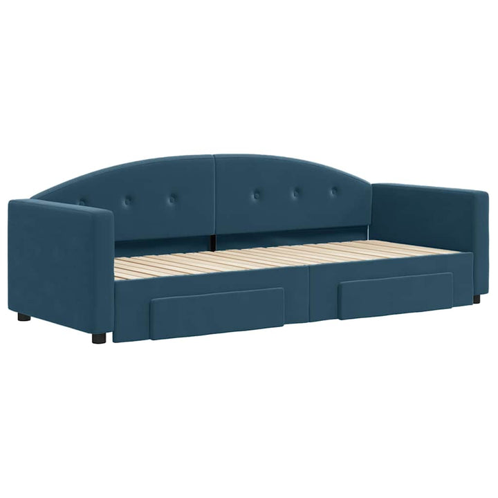 daybed med udtræk og skuffer 80x200 cm stof blå