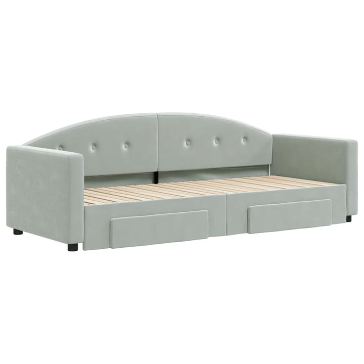 daybed med udtræk og skuffer 80x200 cm velour lysegrå