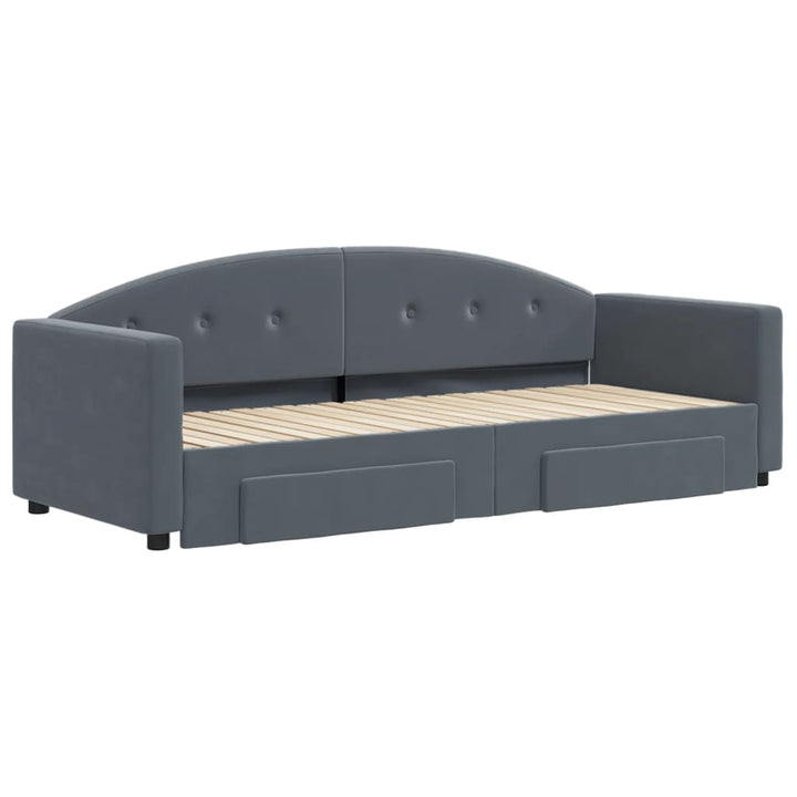 daybed med udtræk og skuffer 80x200 cm velour mørkegrå