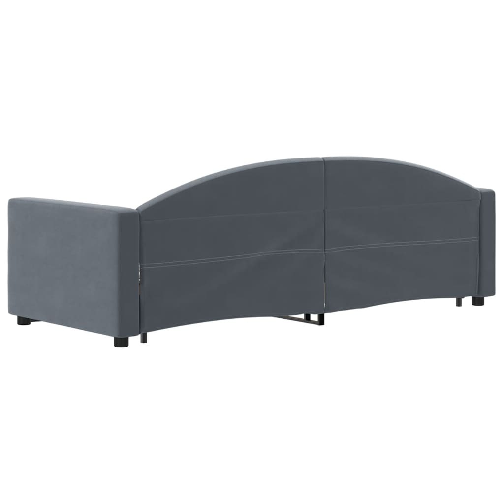 daybed med udtræk og skuffer 80x200 cm velour mørkegrå