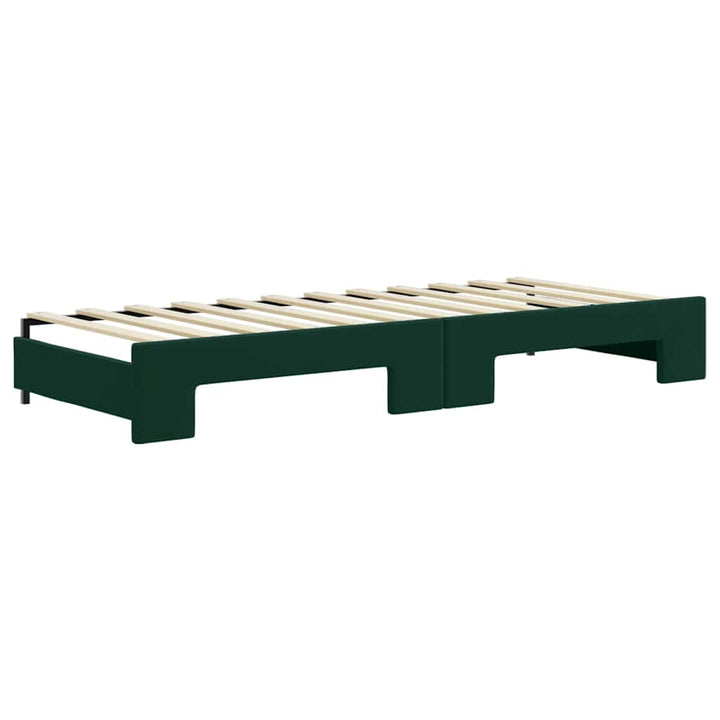 daybed med udtræk og skuffer 80x200 cm velour mørkegrøn