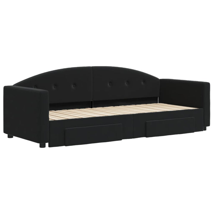 daybed med udtræk og skuffer 80x200 cm velour sort