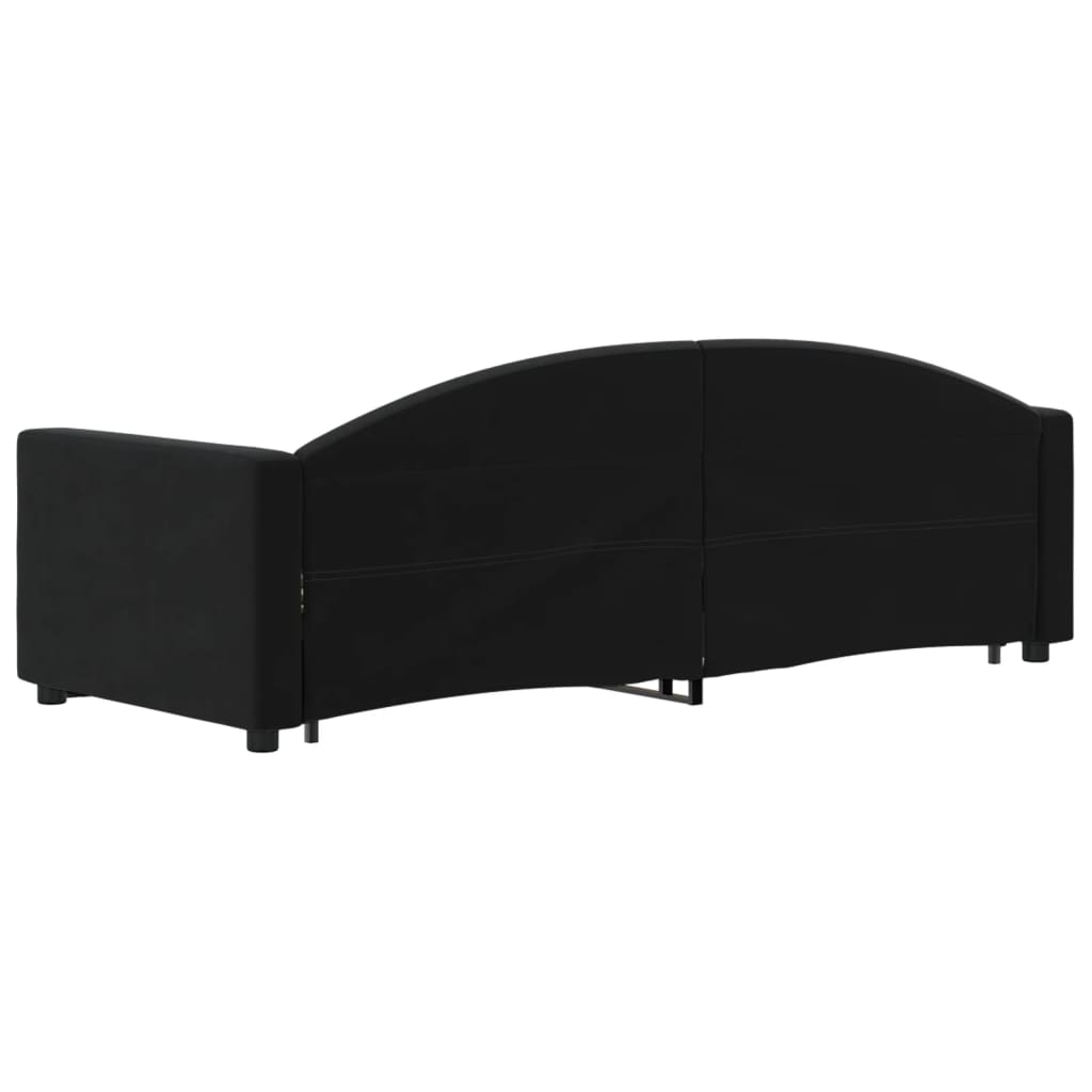 daybed med udtræk og skuffer 80x200 cm velour sort
