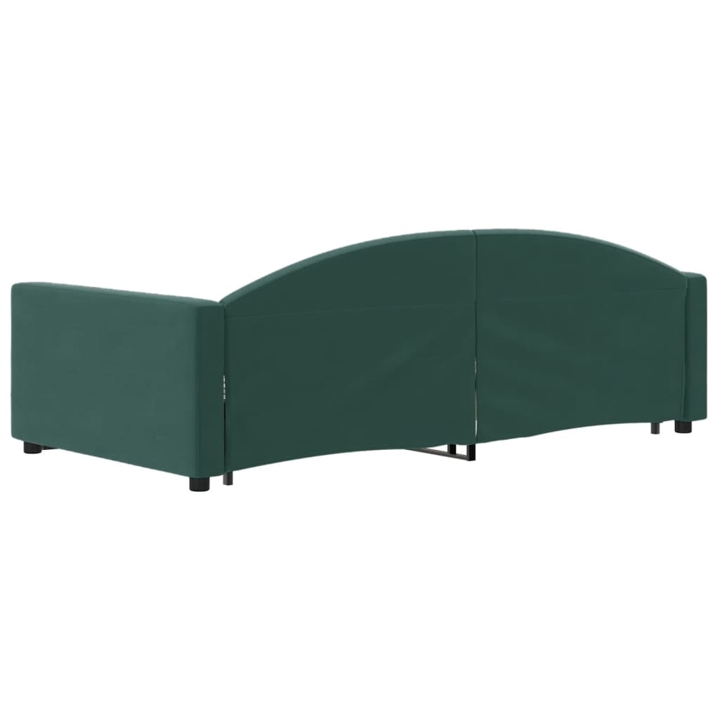 daybed med udtræk og skuffer 90x200 cm velour mørkegrøn