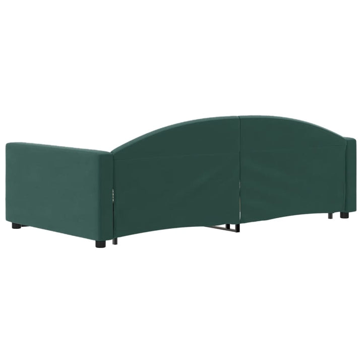 daybed med udtræk og skuffer 90x200 cm velour mørkegrøn