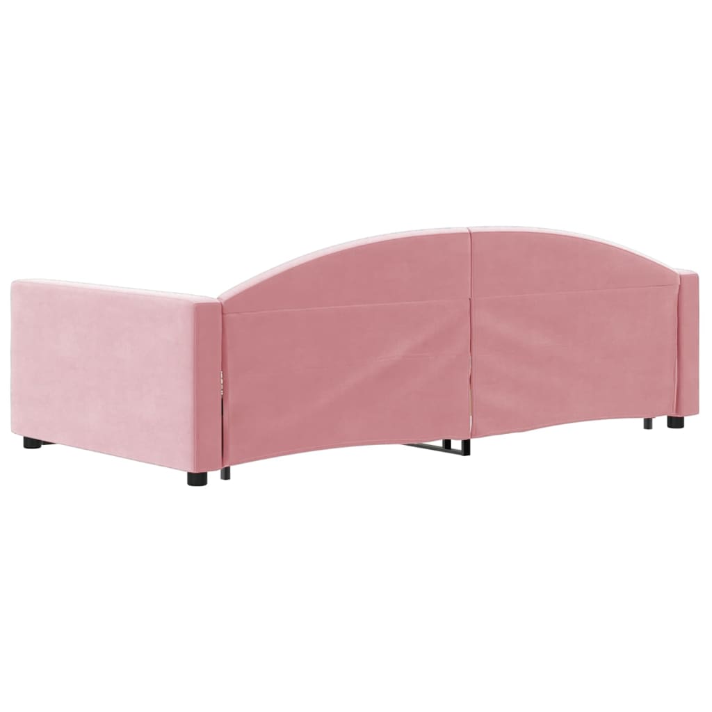 daybed med udtræk og skuffer 90x200 cm velour lyserød
