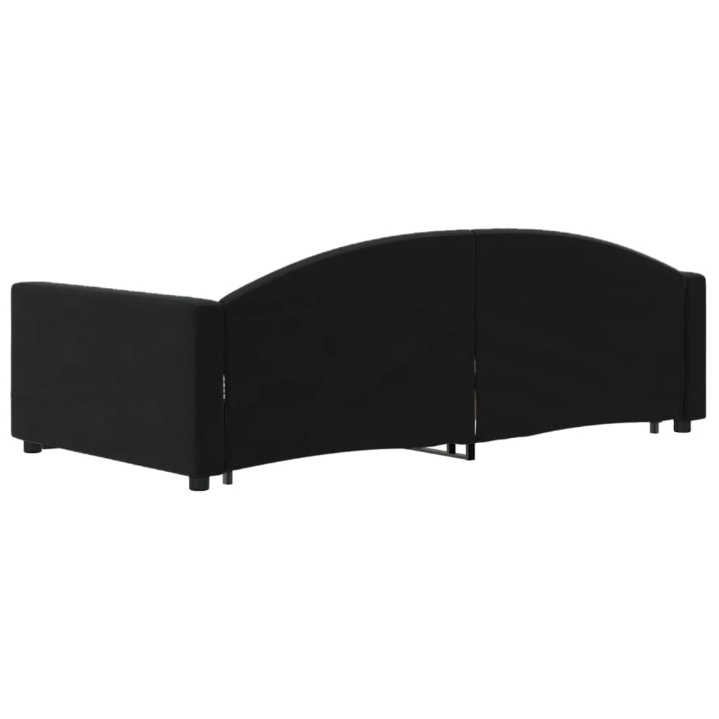 daybed med udtræk og skuffer 90x200 cm velour sort