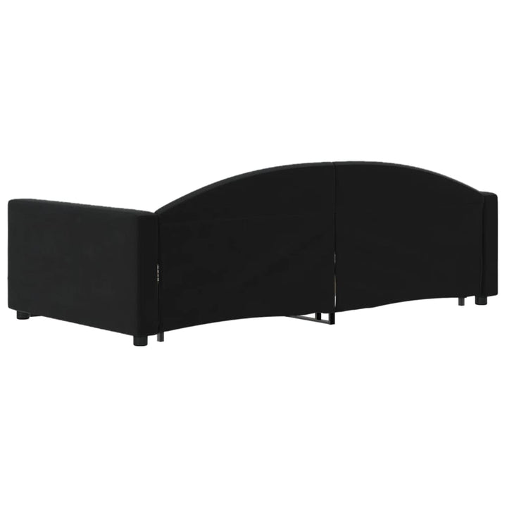 daybed med udtræk og skuffer 90x200 cm velour sort