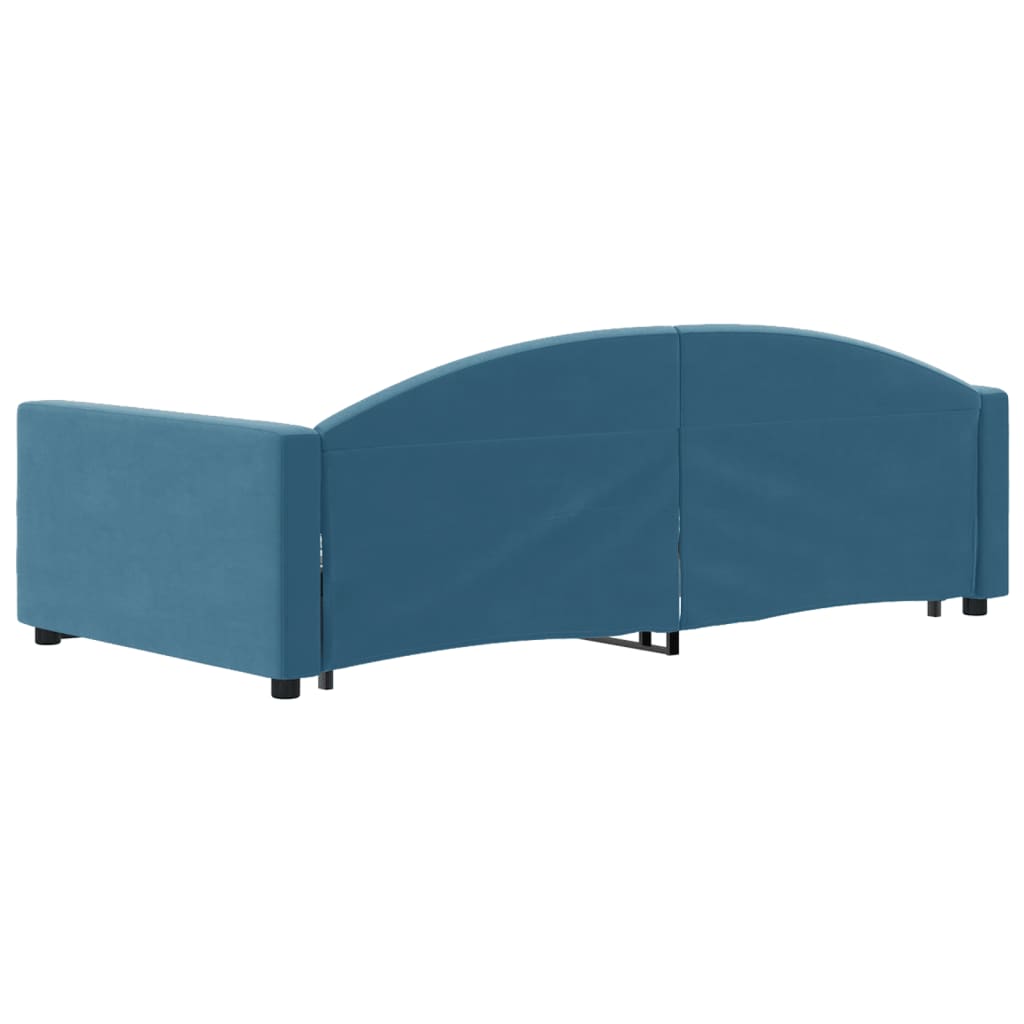daybed med udtræk og skuffer 100x200 cm velour blå