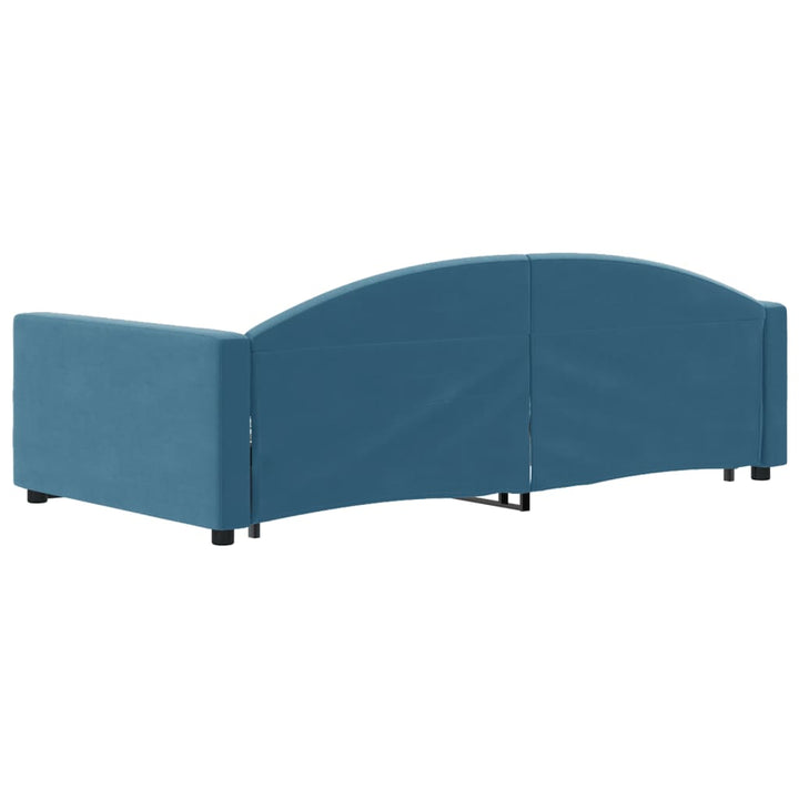 daybed med udtræk og skuffer 100x200 cm velour blå