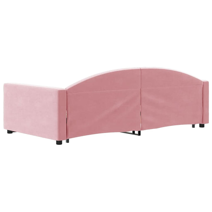 daybed med udtræk og skuffer 100x200 cm velour lyserød