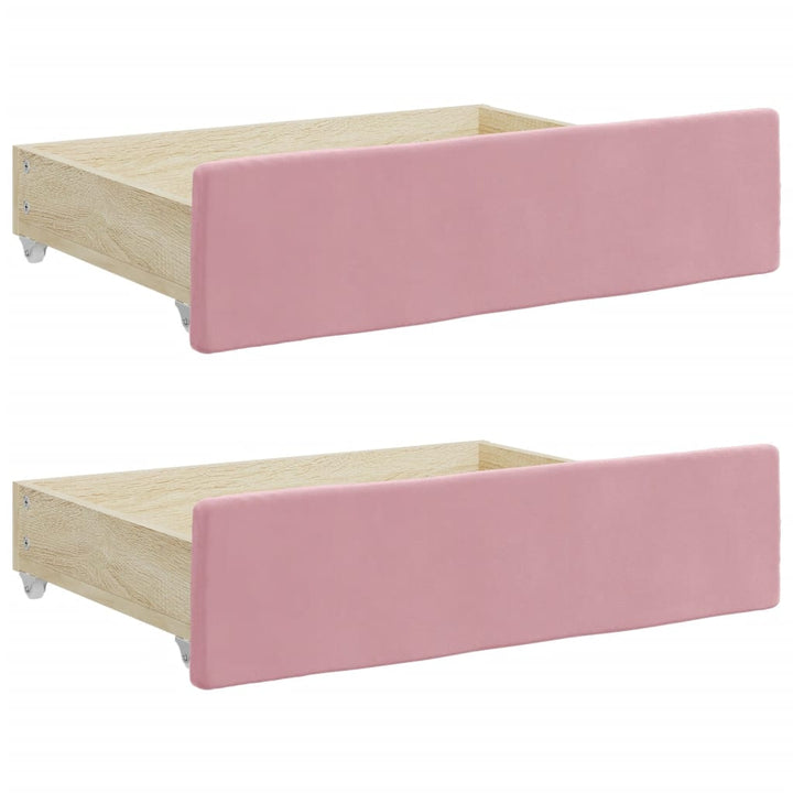 daybed med udtræk og skuffer 100x200 cm velour lyserød