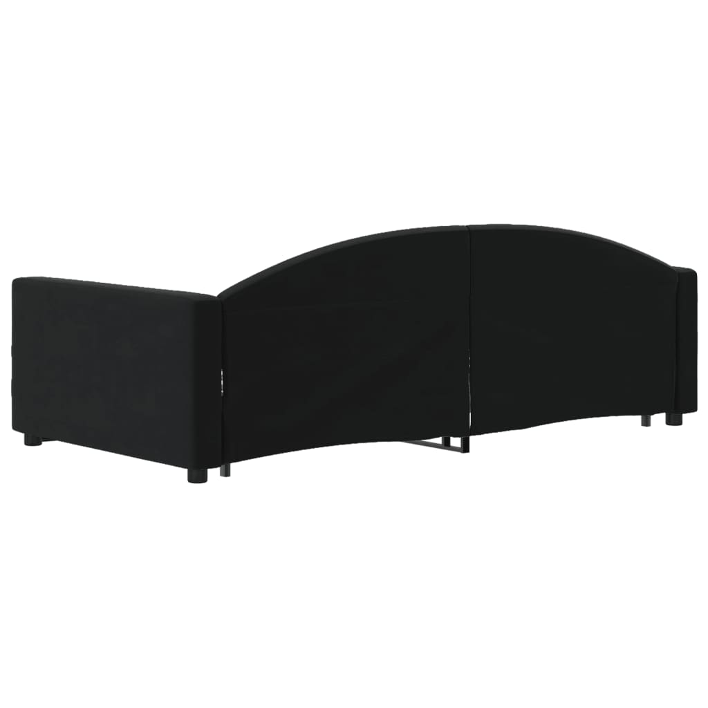 daybed med udtræk og skuffer 100x200 cm velour sort