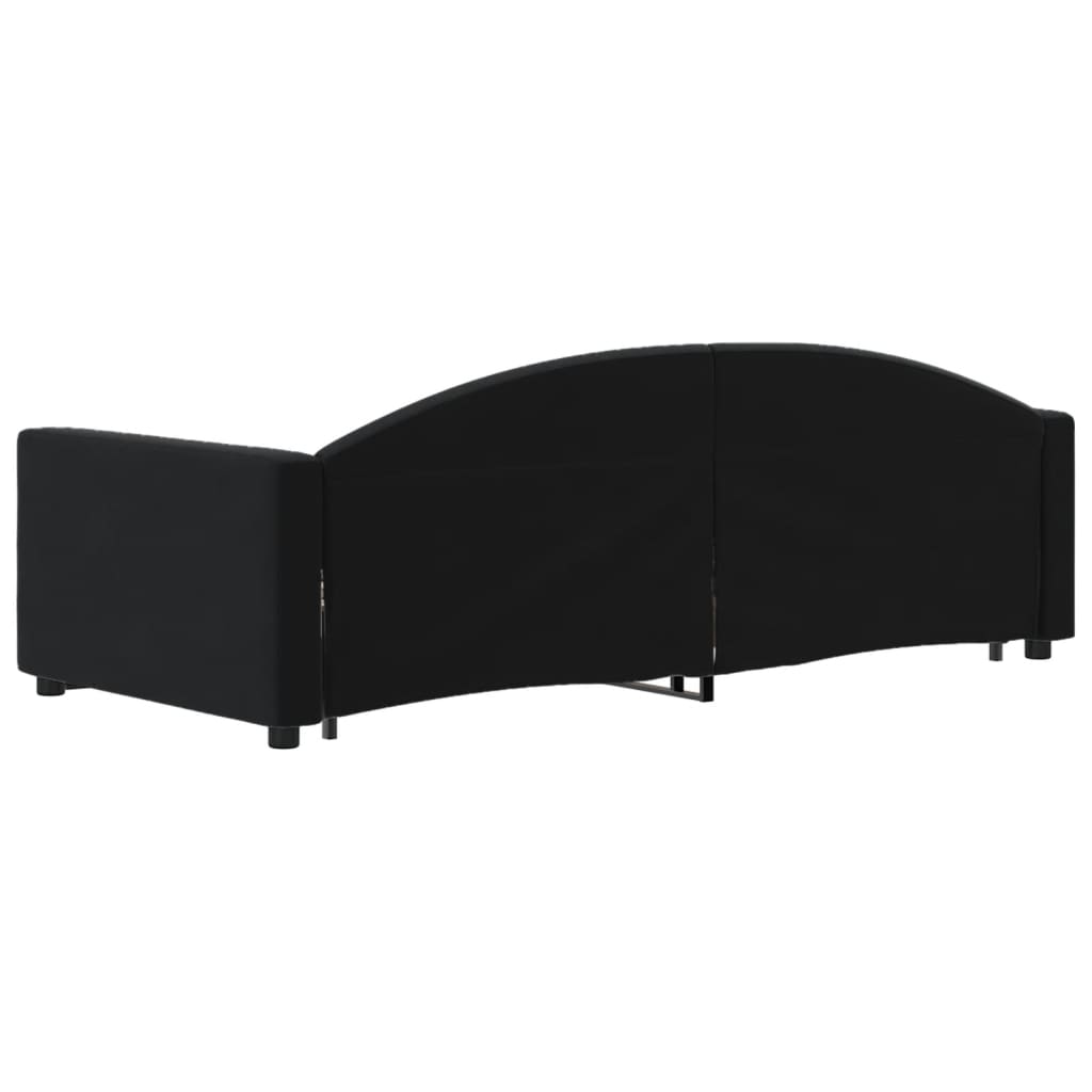 daybed med udtræk og skuffer 90x190 cm velour sort