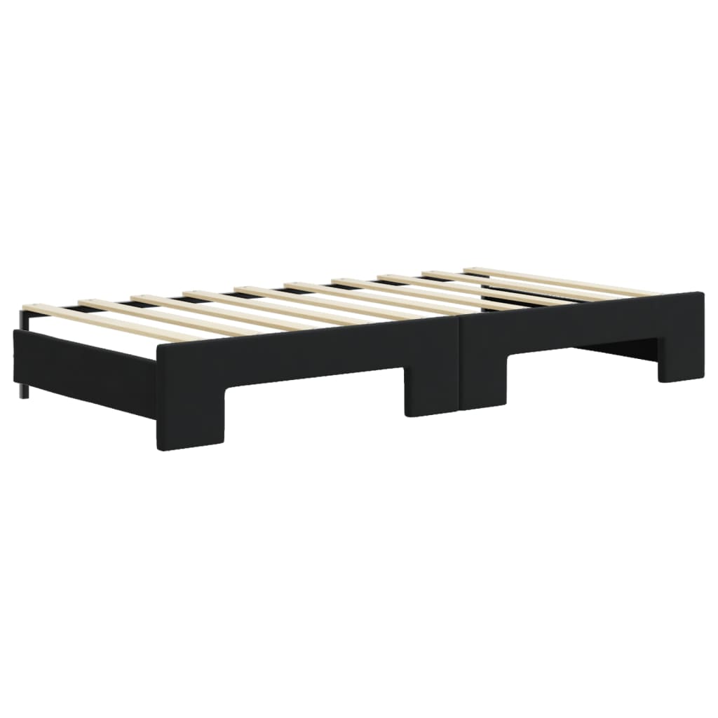 daybed med udtræk og skuffer 90x190 cm velour sort