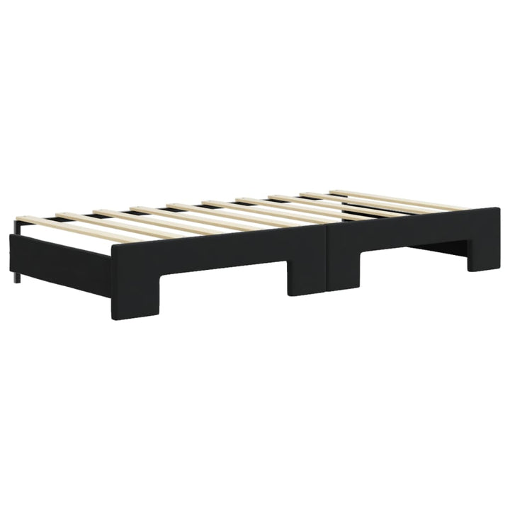 daybed med udtræk og skuffer 90x190 cm velour sort