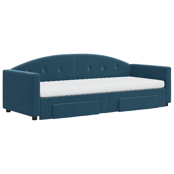 daybed med udtræk og skuffer 80x200 cm stof blå