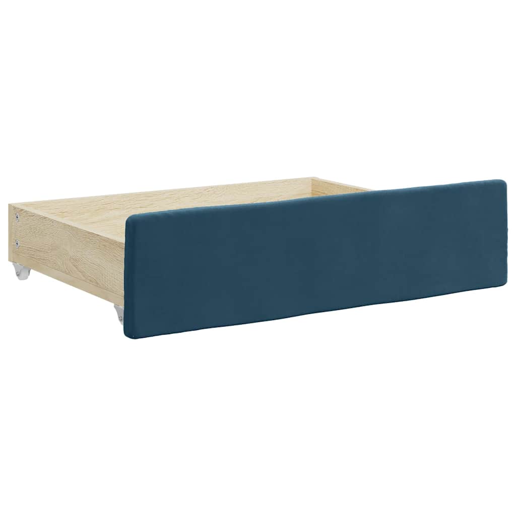 daybed med udtræk og skuffer 80x200 cm stof blå