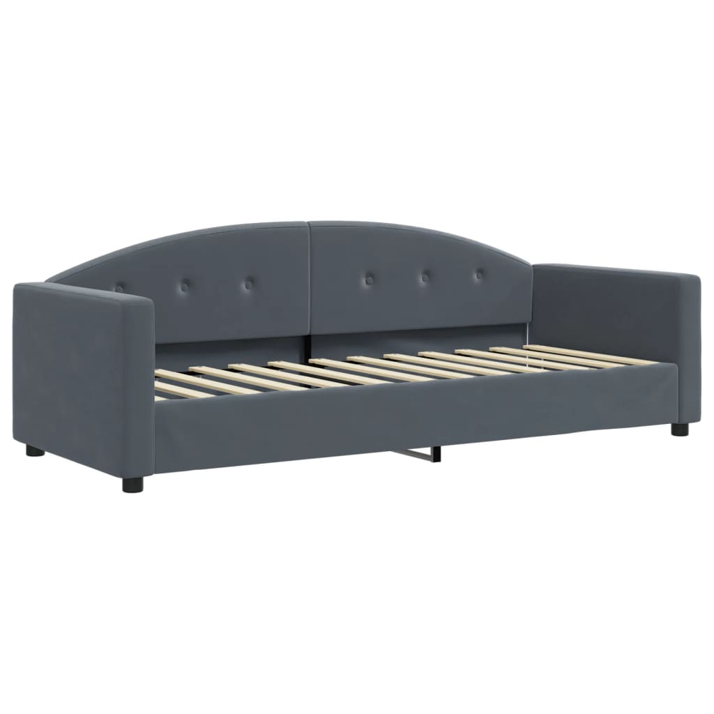 daybed med udtræk og skuffer 80x200 cm velour mørkegrå