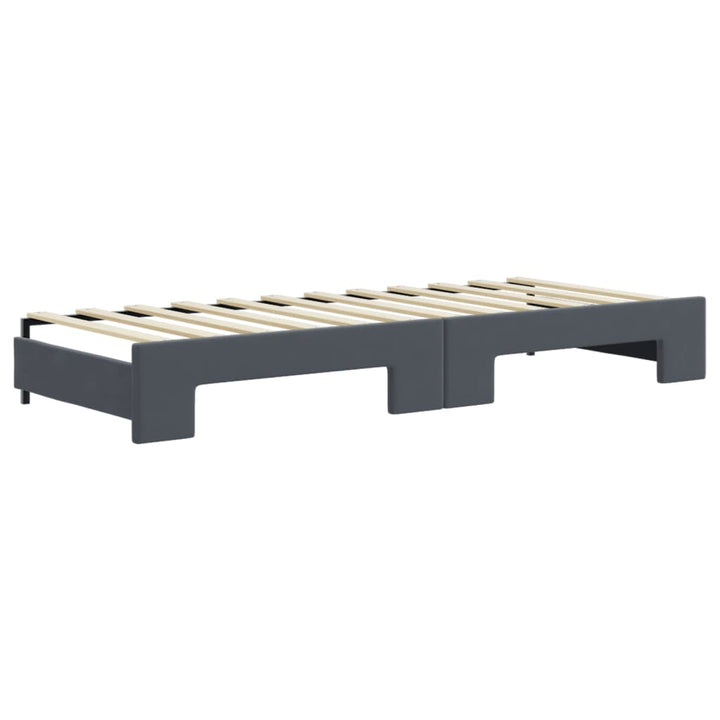 daybed med udtræk og skuffer 80x200 cm velour mørkegrå