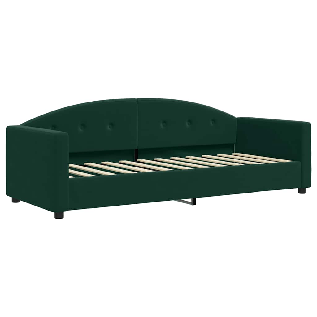 daybed med udtræk og skuffer 80x200 cm velour mørkegrøn