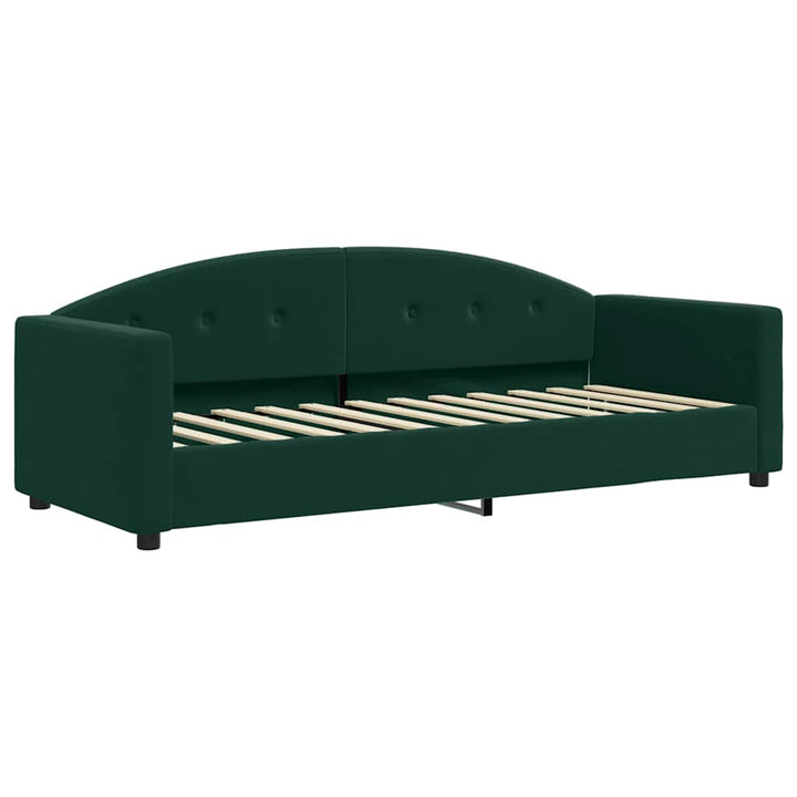 daybed med udtræk og skuffer 80x200 cm velour mørkegrøn