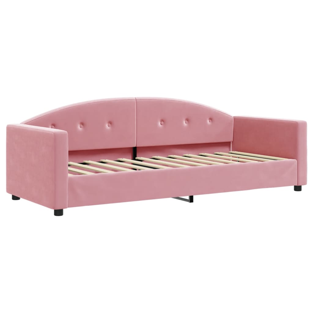 daybed med udtræk og skuffer 80x200 cm velour lyserød