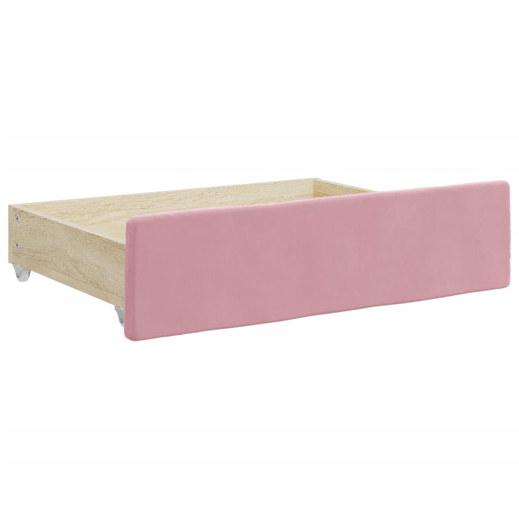 daybed med udtræk og skuffer 80x200 cm velour lyserød