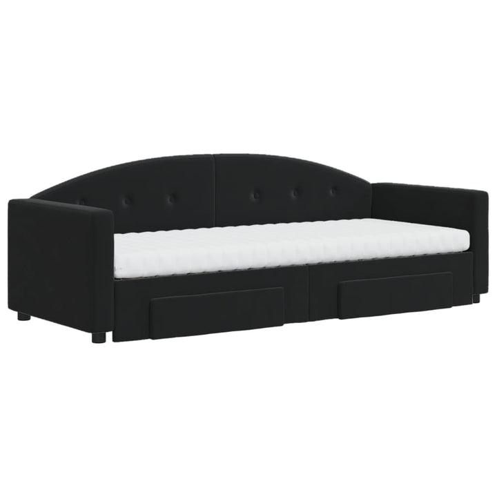 daybed med udtræk og skuffer 80x200 cm velour sort