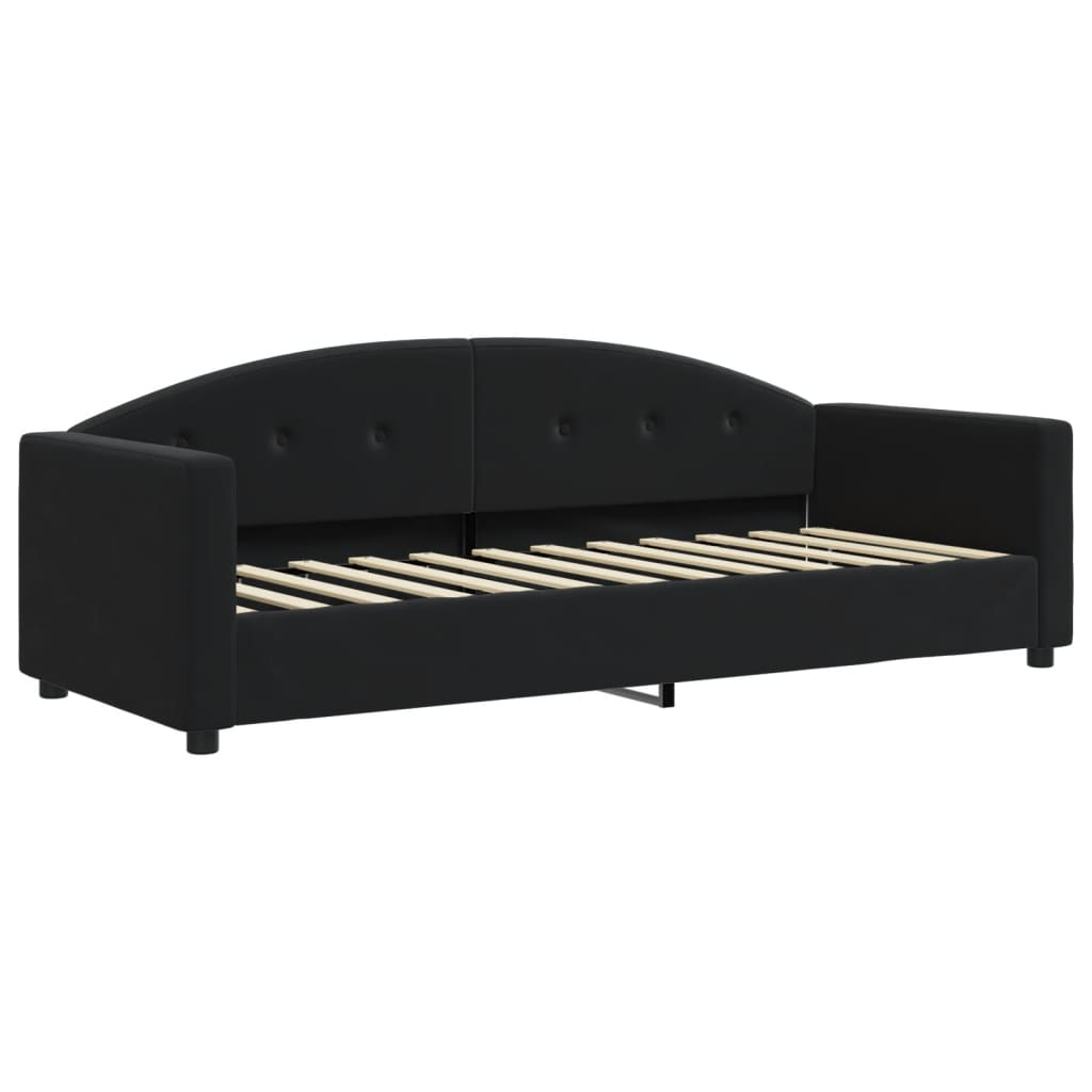 daybed med udtræk og skuffer 80x200 cm velour sort
