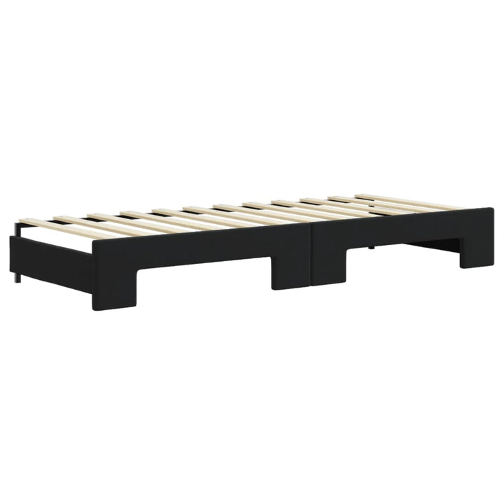 daybed med udtræk og skuffer 80x200 cm velour sort