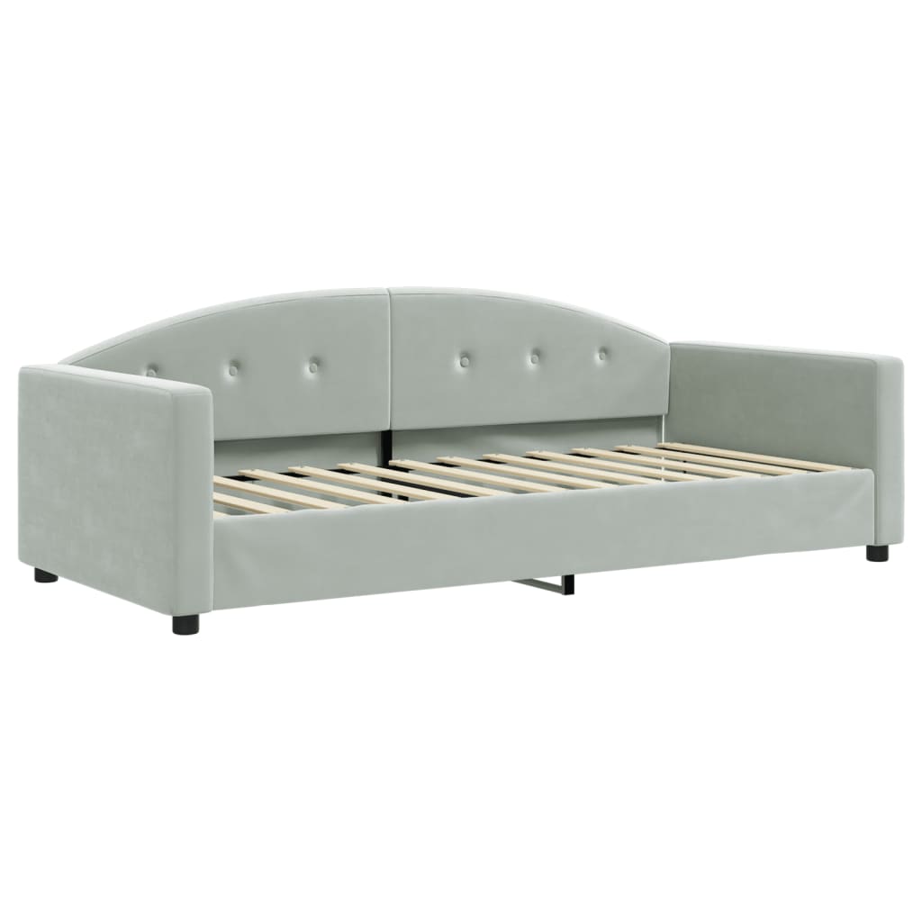 daybed med udtræk og skuffer 90x200 cm velour lysegrå