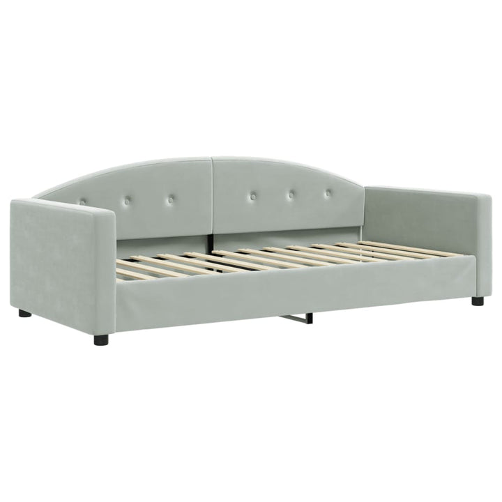 daybed med udtræk og skuffer 90x200 cm velour lysegrå