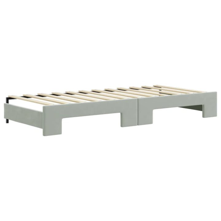 daybed med udtræk og skuffer 90x200 cm velour lysegrå