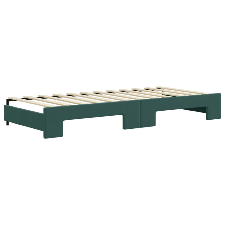 daybed med udtræk og skuffer 90x200 cm velour mørkegrøn