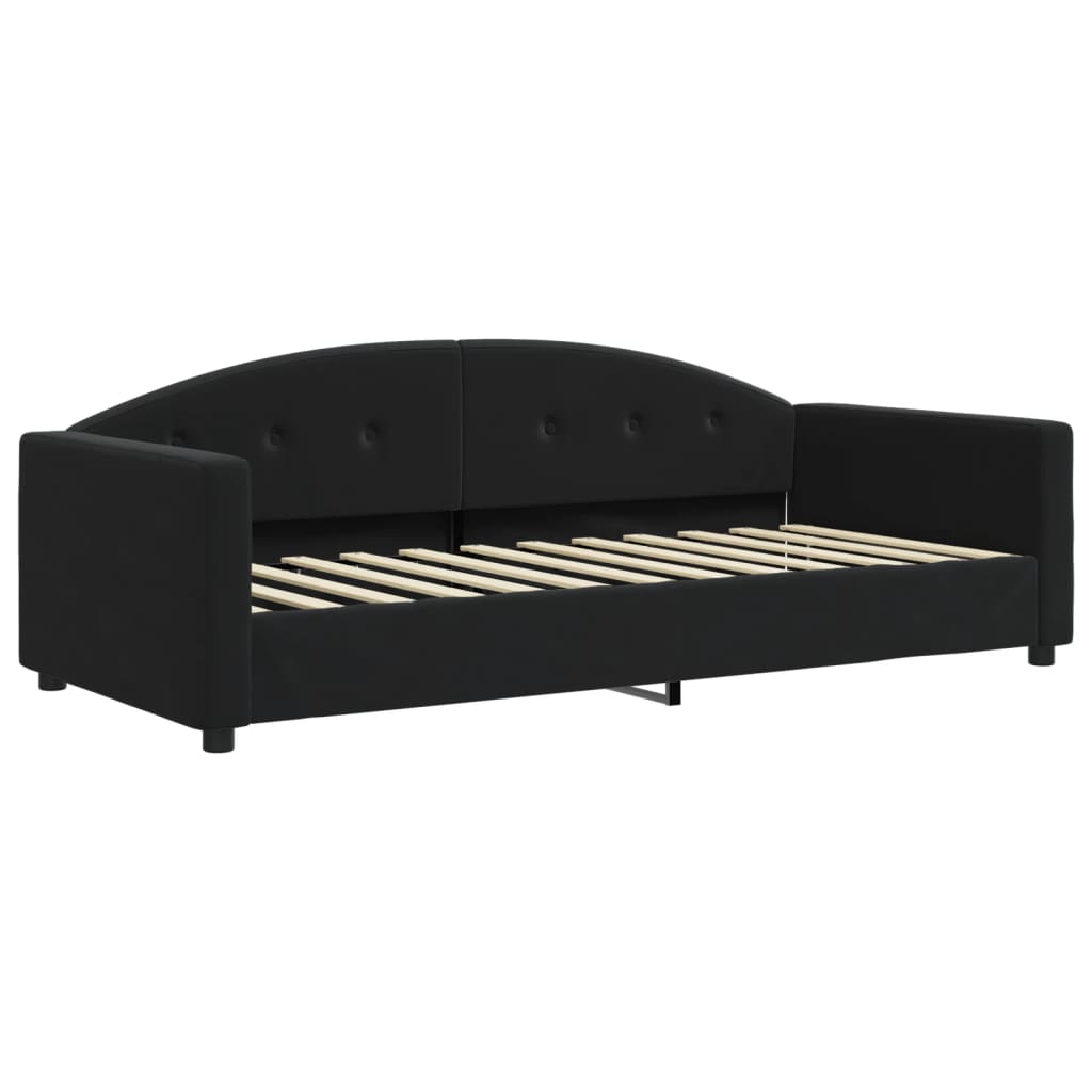 daybed med udtræk og skuffer 90x200 cm velour sort