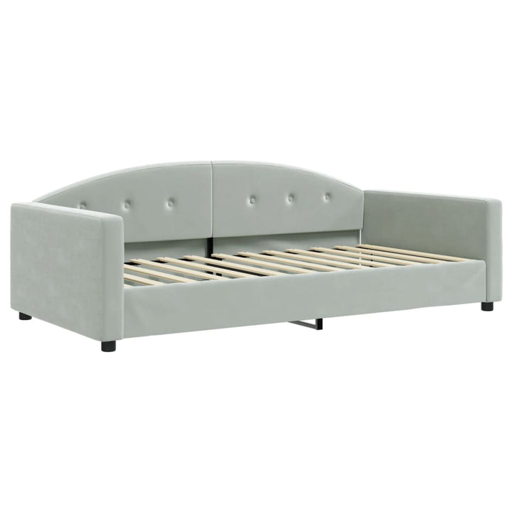 daybed med udtræk og skuffer 100x200 cm velour lysegrå