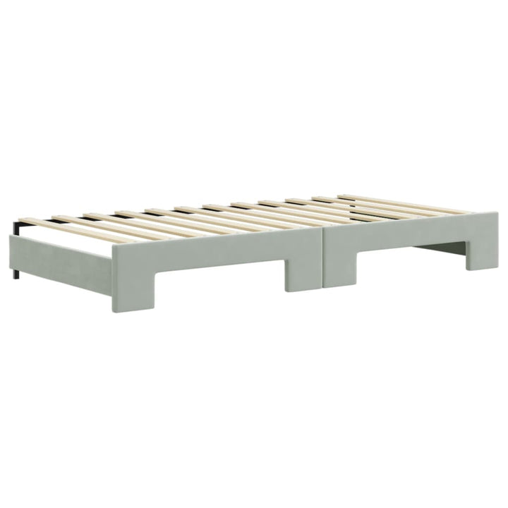 daybed med udtræk og skuffer 100x200 cm velour lysegrå