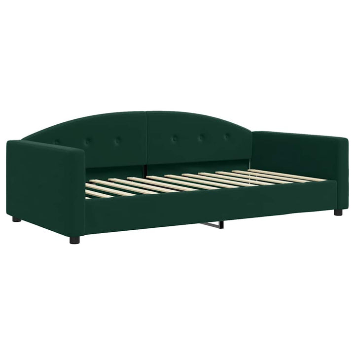 daybed med udtræk og skuffer 100x200 cm velour mørkegrøn