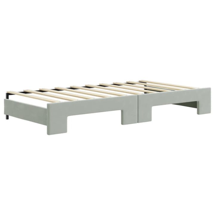 daybed med udtræk og skuffer 90x190 cm velour lysegrå