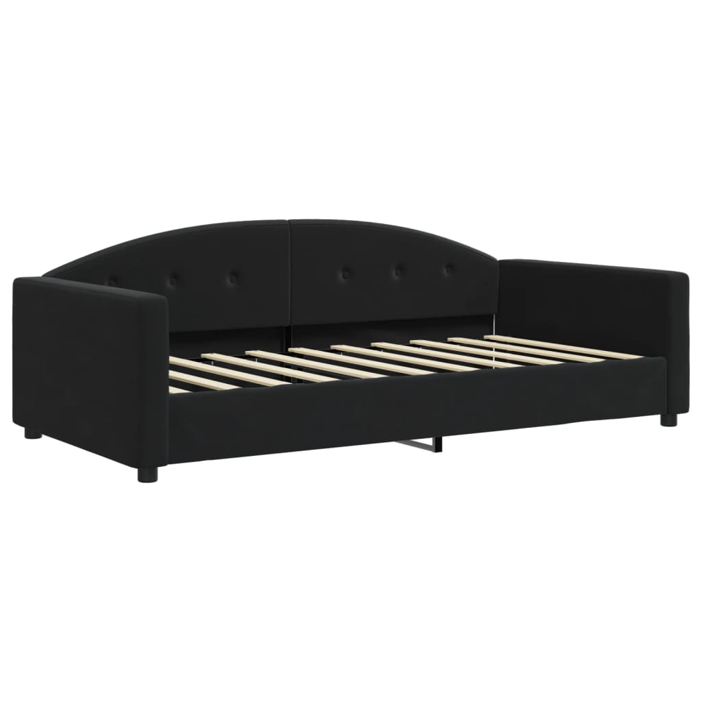 daybed med udtræk og skuffer 90x190 cm velour sort