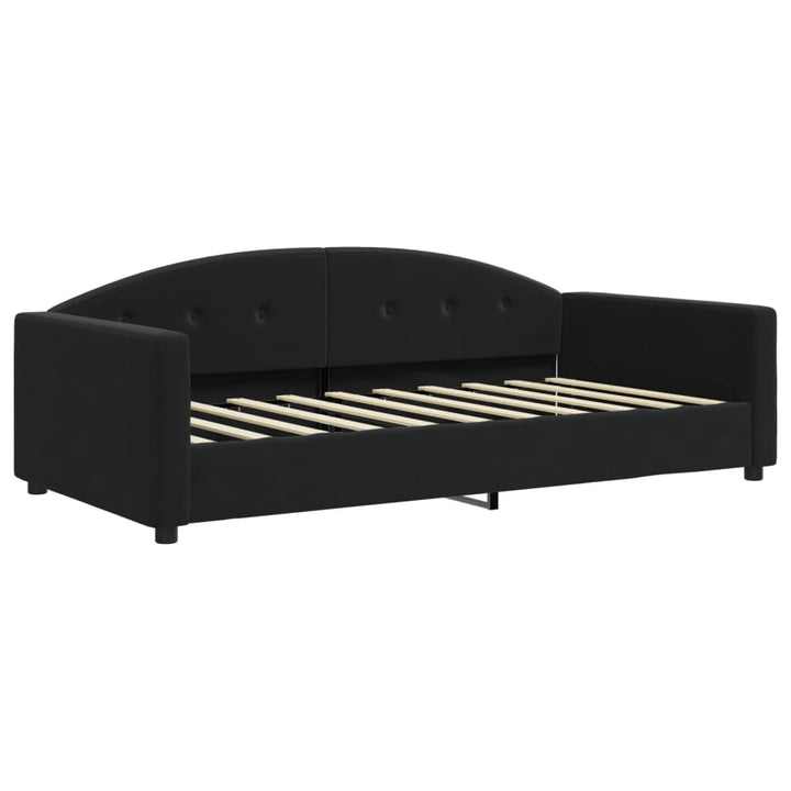 daybed med udtræk og skuffer 90x190 cm velour sort